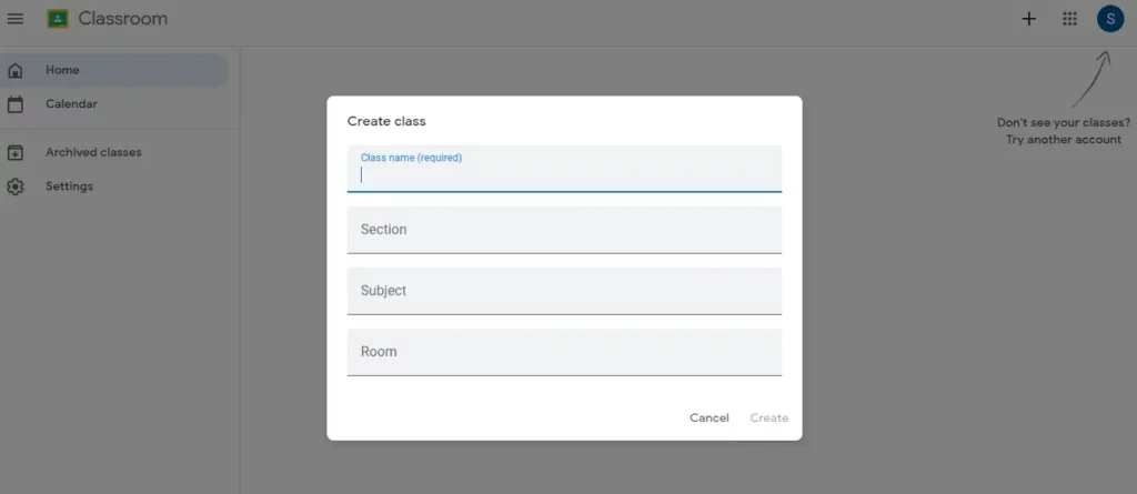 Google Classroom-create